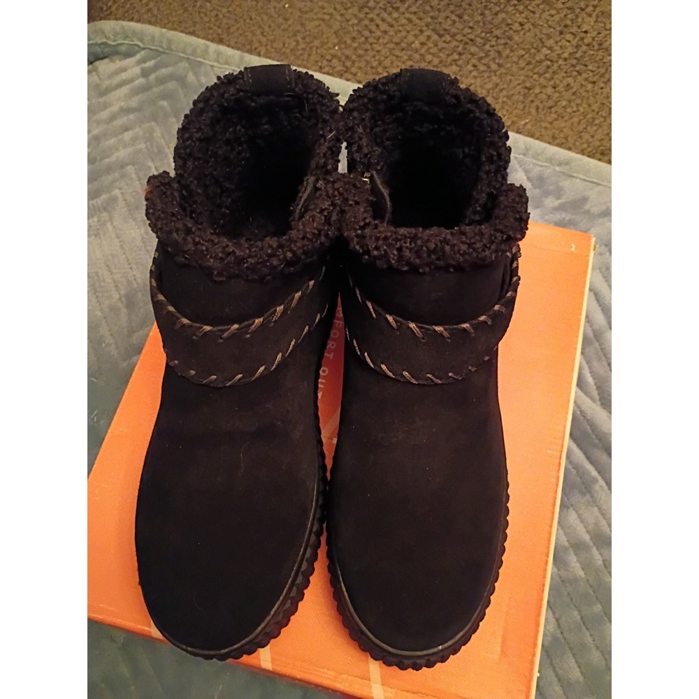 Easy Spirit Black Sebrendan Ankle Leather Suede Bootie Comfort 7M NIB $135